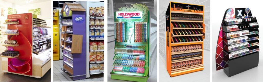 exemples de solutions ENDCAP ou TG conçues par PILOTES PLV